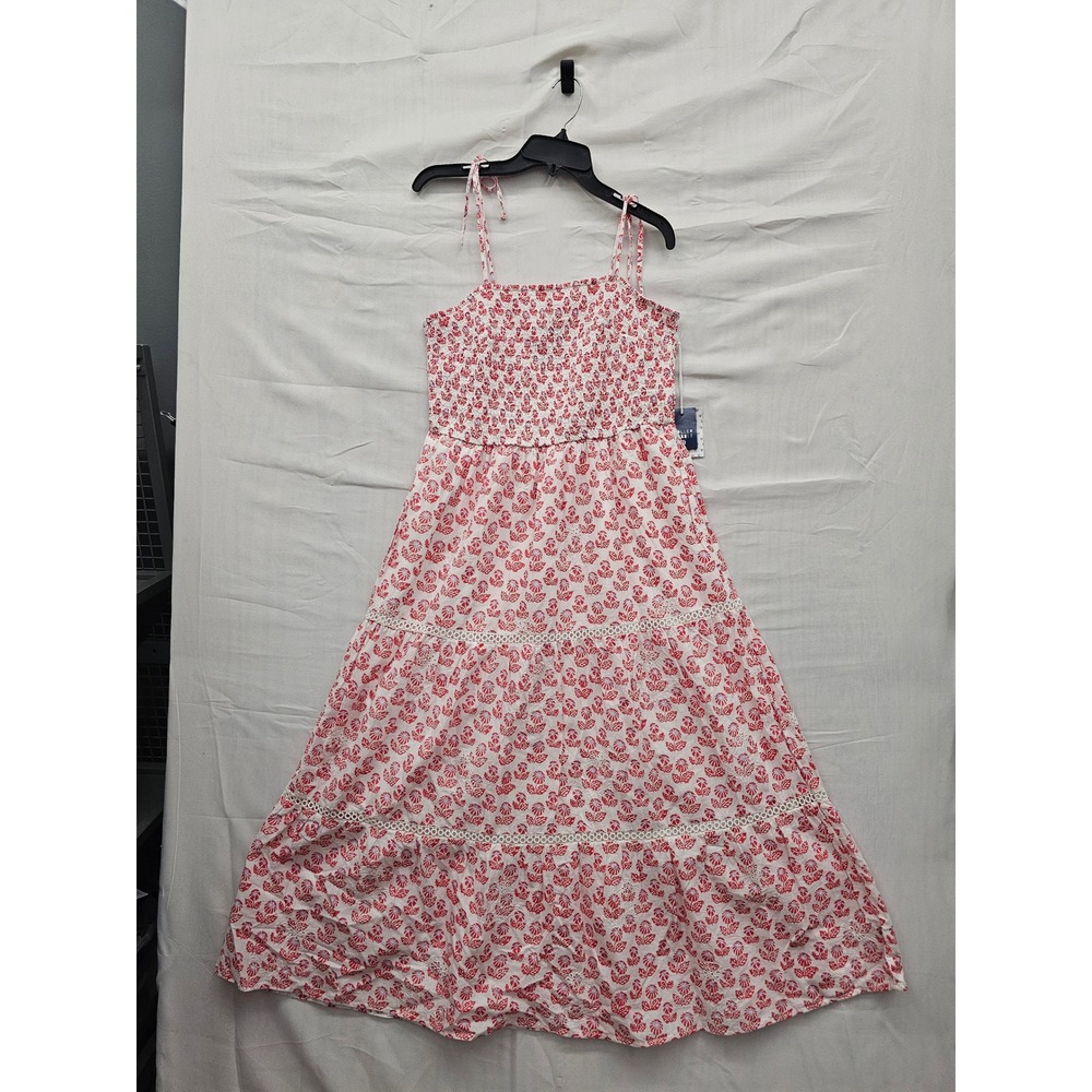 Roller Rabbit Target‎ Red Floral Smocked Tiered Maxi Dress L F00395598-Q4/25